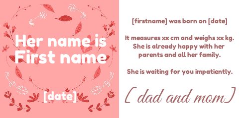 Announcement Birth Baby Flower Girl free template