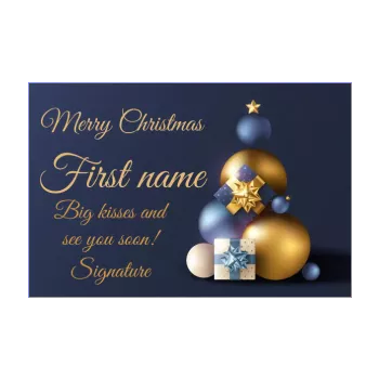 happy card wishes christmas golden ball blue fir 