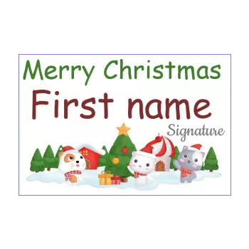 happy card wishes christmas cat drawing fir snow 