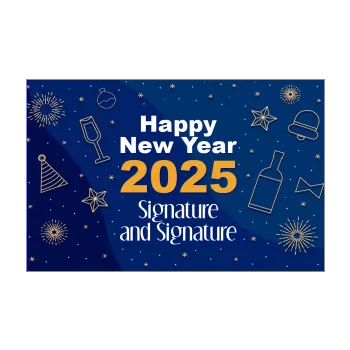 card bottle wishes best new year champagne hat golden blue drawing 