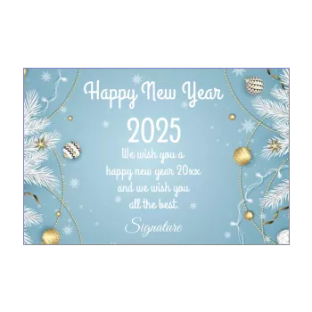 card wishes best new year golden ball blue fir 
