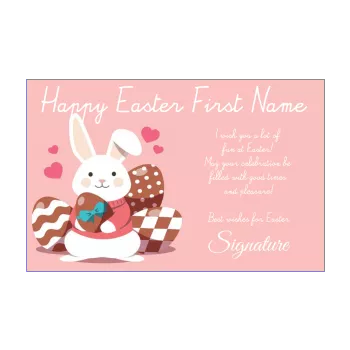 card wishes easter party heart chocolade rabbit rose 