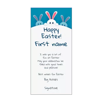 card wishes easter party blue drawing rabbit 