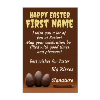 card wishes easter party brown chocolade egg 