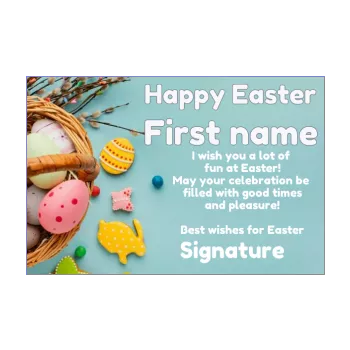 card wishes easter party pastel basket blue egg 