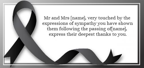 Card Thanks Death Condolences Black free template