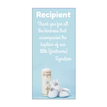 card thanks baptism blue boy candle shoe thank you 