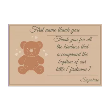 card thanks baptism toy bear brown plush thank you 
