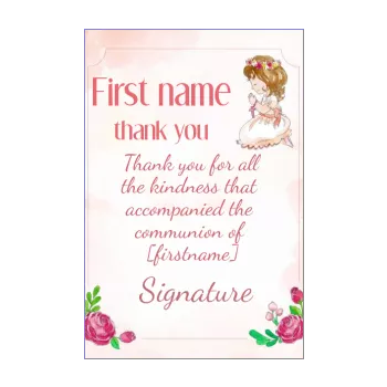 card thanks communion flower girl rose thank you 