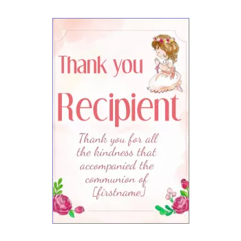 card thanks communion flower girl rose thank you 