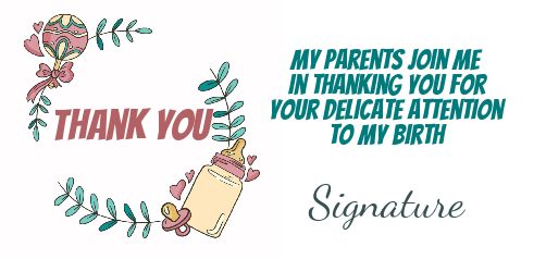 Card Thanks Birth Baby Bottle free template