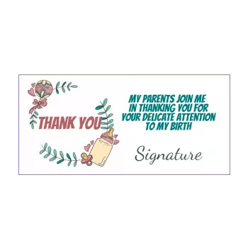 card thanks birth baby bottle leaf thank you wreath 