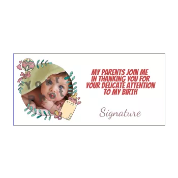 card thanks birth baby bottle leaf thank you wreath 