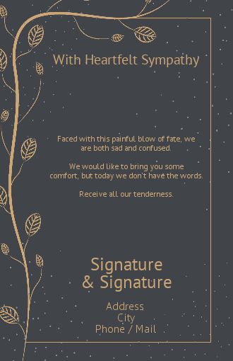 Card Condolences Golden Grey Tree free template