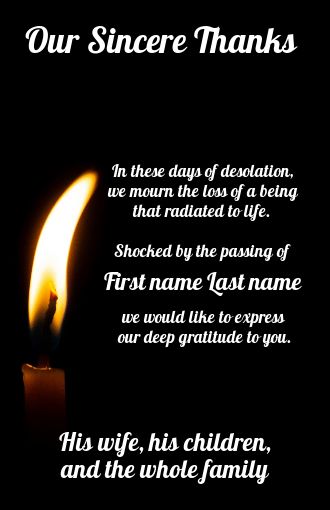 Card Thanks Death Condolences Black virtual free