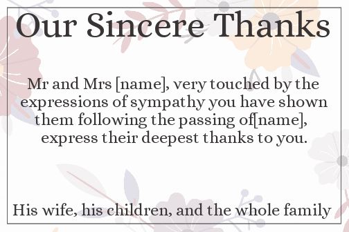 Card Thanks Death Condolences Flower free template