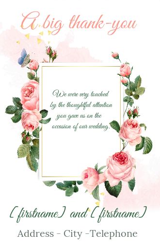 Wedding Card Thanks Flower Rose virtual free