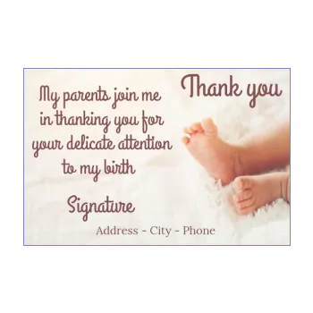 card thanks birth baby foot thank you white 