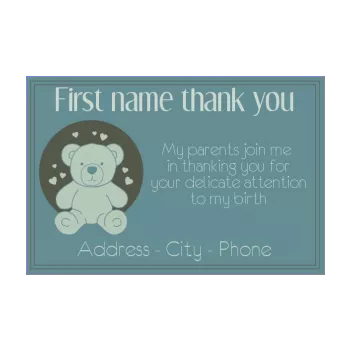 card thanks birth toy baby bear blue plush thank you 