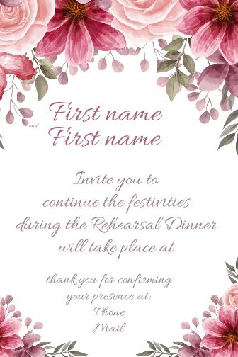 Wedding Card Invitation Dinner Flower virtual free