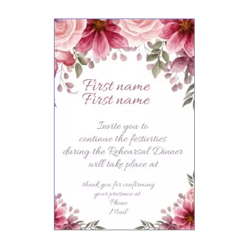 wedding card invitation dinner flower mauve rose 