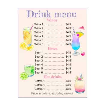 card restaurant beer cocktail fruit wine alcohol 