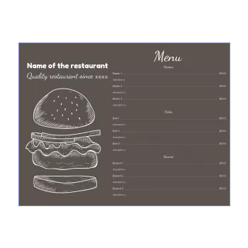 card menu restaurant hamburger grey 