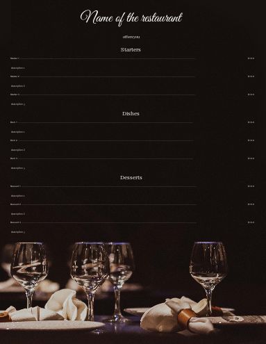 Card Menu Restaurant Glass Table template
