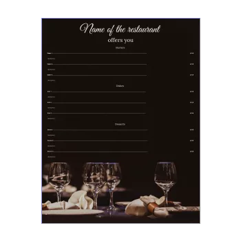 card menu restaurant glass table black 