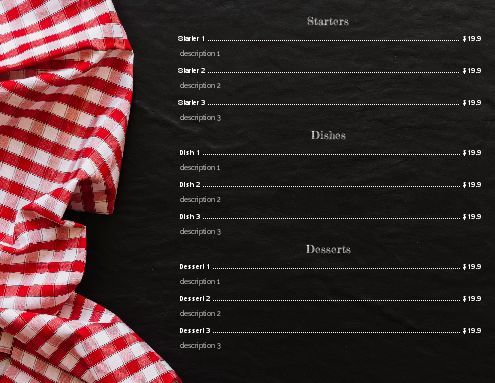 Card Menu Restaurant Tablecloth Tile template