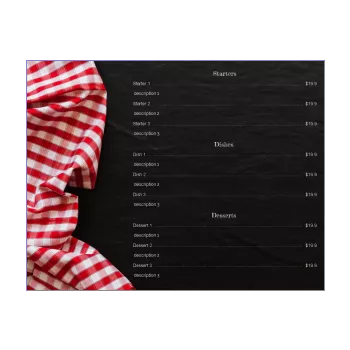 card menu restaurant tablecloth tile black slate 