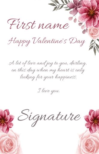 Card Wishes Valentine S Day free template