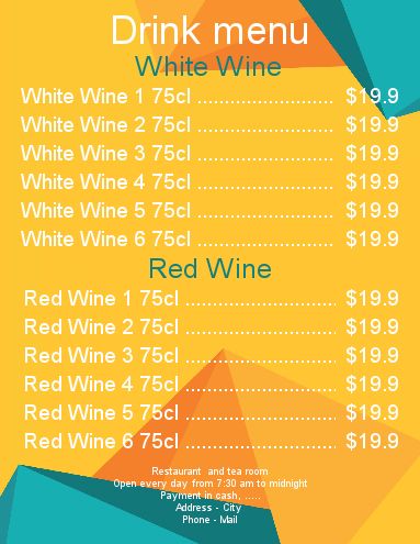 Card Restaurant Beer Blue Orange template