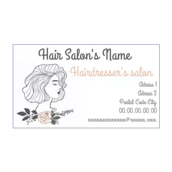business card hairstyling flower grey women drawing 