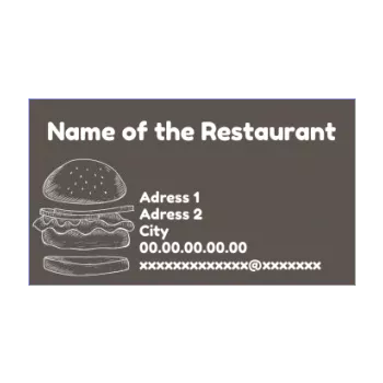 business card restaurant hamburger grey 