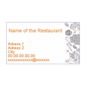 business card restaurant drawing grey orange 