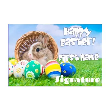 card wishes easter party basket egg rabbit sky animals 