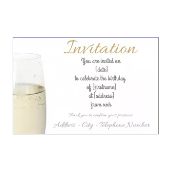 birthday card invitation champagne white elegant alcohol 