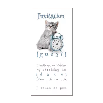 birthday card invitation cat white animals 