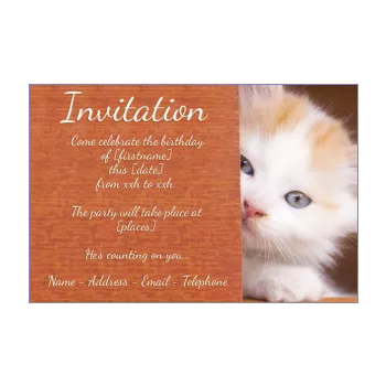 birthday card invitation cat brown kid animals 