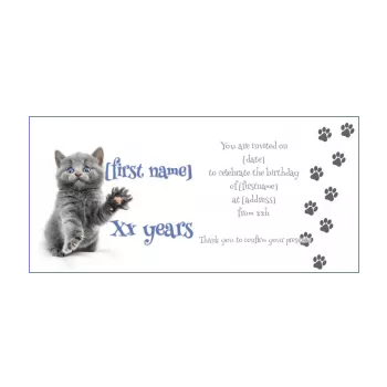 funny birthday card invitation cat grey white animals 