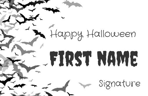 Happy Card Invitation Halloween Bat free template