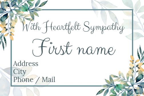 Card Condolences Pastel Blue Green free template