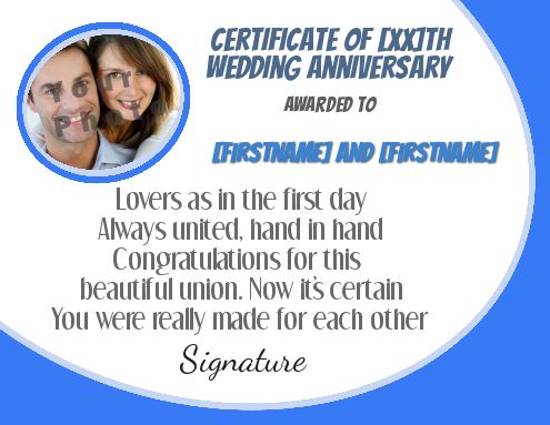 Birthday Wedding Certificate with photo template