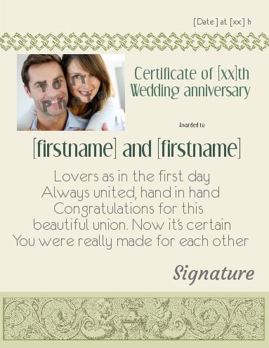 Birthday Wedding Certificate with photo template