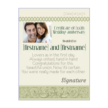 birthday wedding certificate green 