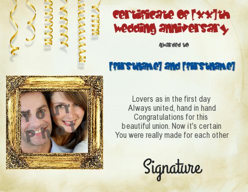 Birthday Wedding Certificate with photo template