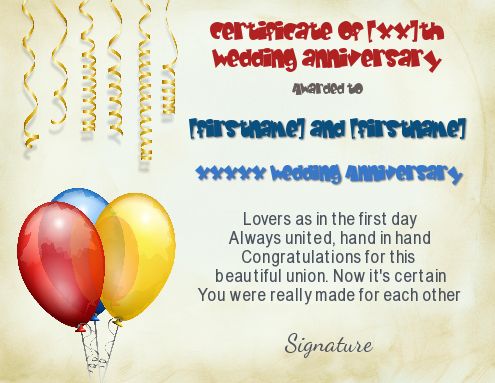 Birthday Wedding Certificate Nuptials template