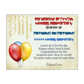 birthday wedding certificate balloon nuptials 