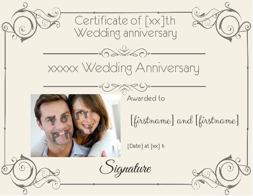 Birthday Wedding Certificate Nuptials with photo template